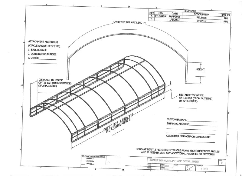 Boat Lift Canopy Radius Top with Drop Frame - Boat Lift